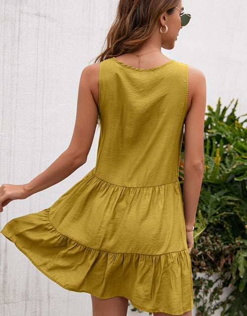 Load image into Gallery viewer, Ivy Lane Tassel Tie Lace Trim Sleeveless Dress
