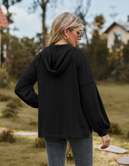 Load image into Gallery viewer, Cable-Knit Dropped Shoulder Hoodie
