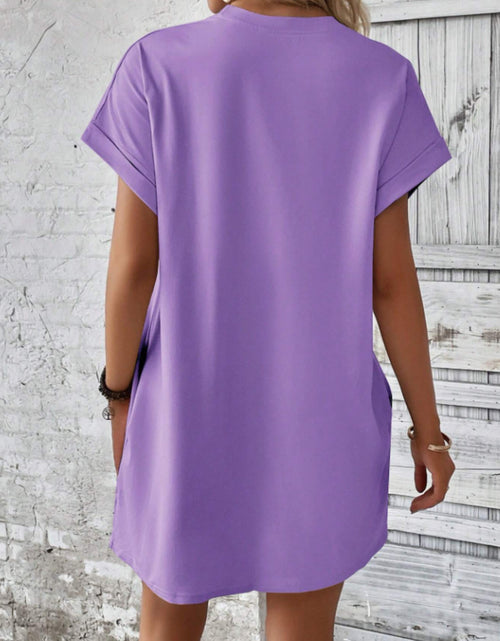 Load image into Gallery viewer, Round Neck Short Sleeve Mini Tee Dress with Pockets
