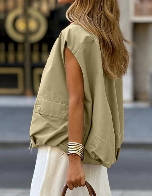 Load image into Gallery viewer, Ruched Hem Zip Up Vest
