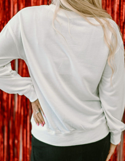 Load image into Gallery viewer, Valentine’s Day XOXO Glitter Round Neck Sweatshirt
