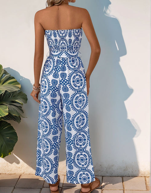 Load image into Gallery viewer, Perfee Smocked Tube Wide Leg Jumpsuit
