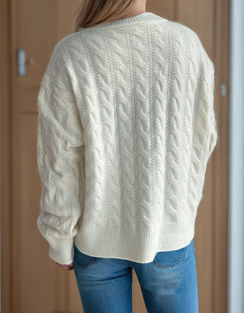 Load image into Gallery viewer, Cable-Knit Round Neck Long Sleeve Cardigan
