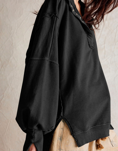 Load image into Gallery viewer, Exposed Seam Side Slit Long Sleeve Sweatshirt
