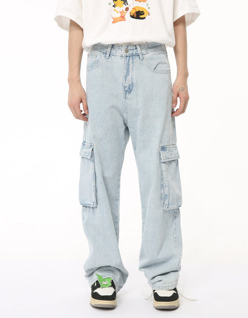 Load image into Gallery viewer, Men's Washed Straight Cargo Jeans
