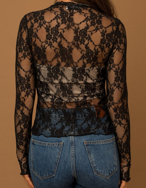 Load image into Gallery viewer, Lace Mock Neck Long Sleeve Top

