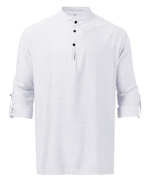Load image into Gallery viewer, Men's Full Size Half Button Long Sleeve Shirt Plus Size

