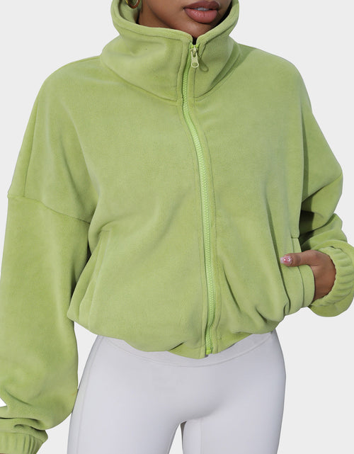 Load image into Gallery viewer, Drawstring Turtleneck Zip Up Long Sleeve Jacket
