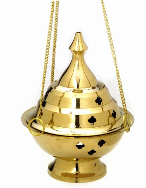 Load image into Gallery viewer, Hanging Brass Incense Burner 6" by OMSutra
