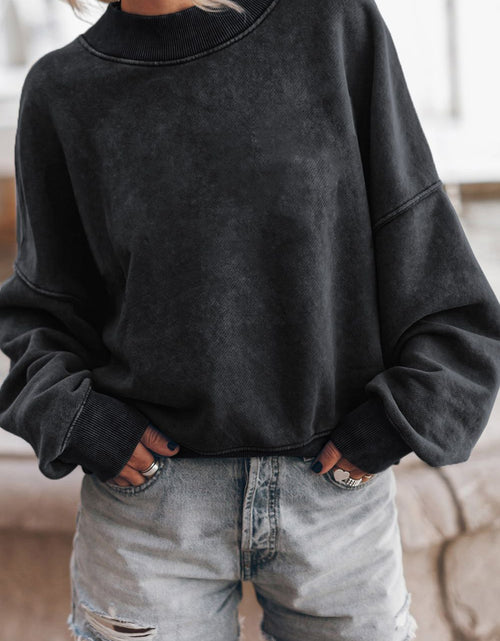 Load image into Gallery viewer, Mock Neck Dropped Shoulder Sweatshirt
