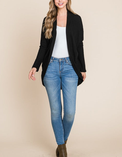 Load image into Gallery viewer, BOMBOM Open Front Waffle Knit Cocoon Cardigan
