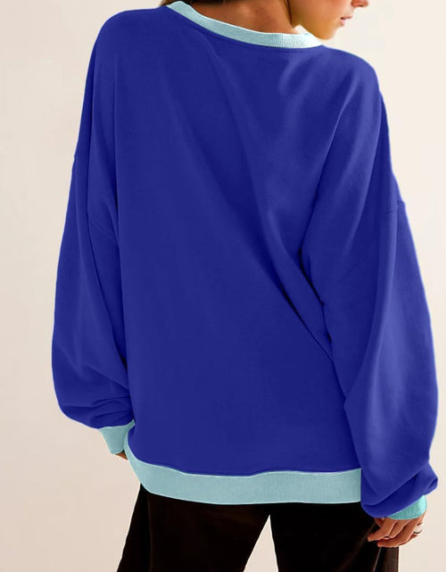 Load image into Gallery viewer, Lovelet Contrast Round Neck Long Sleeve Sweatshirt
