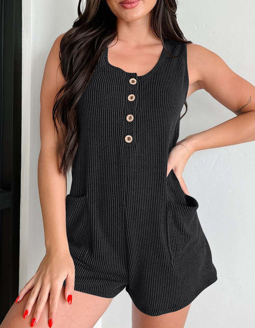 Load image into Gallery viewer, Lovelet Texture Wide Strap Romper with Pockets
