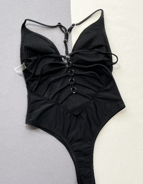 Load image into Gallery viewer, Cutout Plunge Spaghetti Strap One-Piece Swimwear
