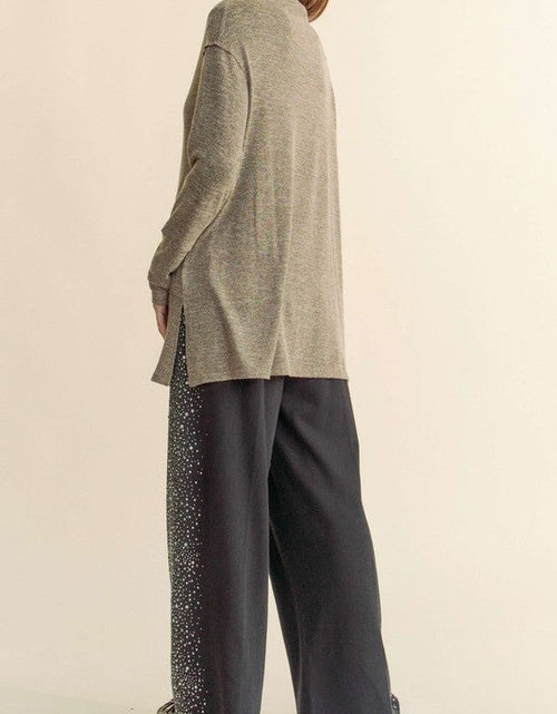 Load image into Gallery viewer, Davi &amp; Dani Slit Mock Neck Long Sleeve Top
