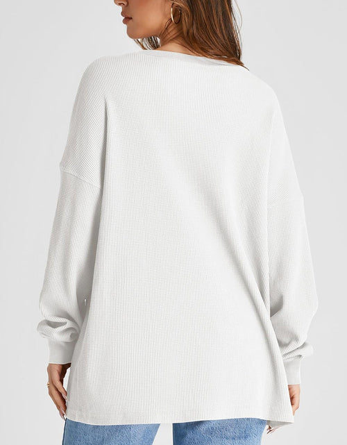 Load image into Gallery viewer, Waffle Knit Round Neck Long Sleeve T-Shirt
