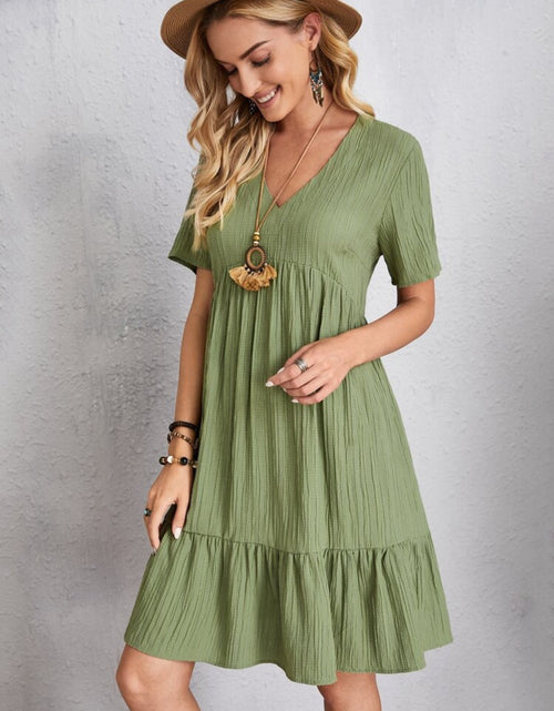 Load image into Gallery viewer, Full Size V-Neck Short Sleeve Dress
