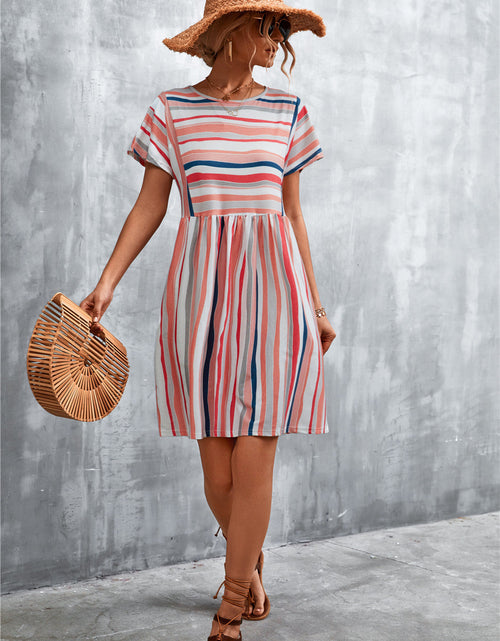 Load image into Gallery viewer, Striped Round Neck Dress
