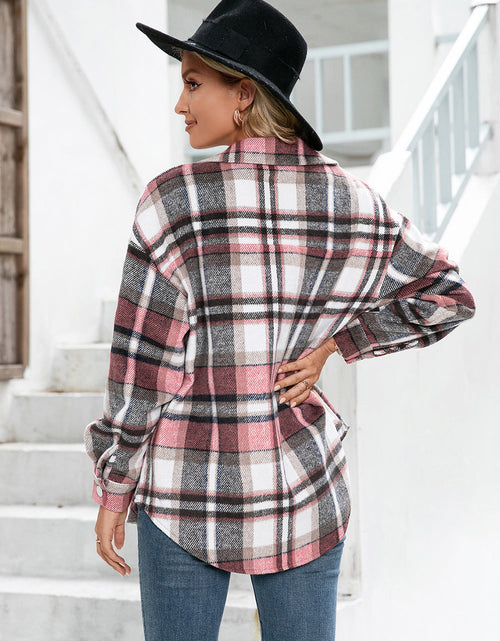 Load image into Gallery viewer, Ivy Lane Meet You Outside Plaid Button Down Curved Hem Shacket
