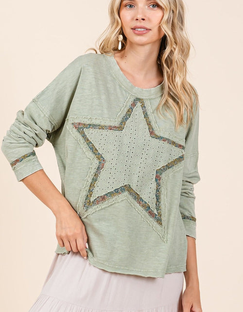 Load image into Gallery viewer, Mittoshop Mineral Wash Star Patch Long Sleeve T-Shirt
