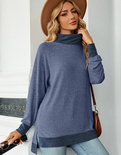 Load image into Gallery viewer, Slit Mock Neck Long Sleeve T-Shirt

