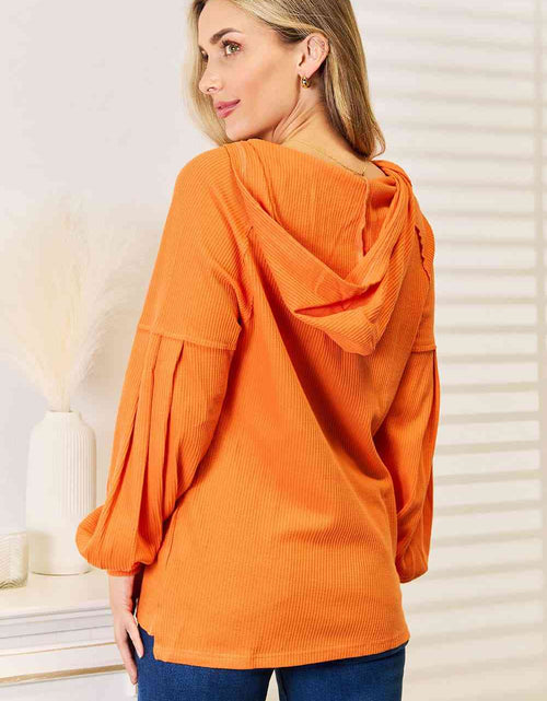 Load image into Gallery viewer, Basic Bae Side Slit Buttoned Waffle Knit Hoodie
