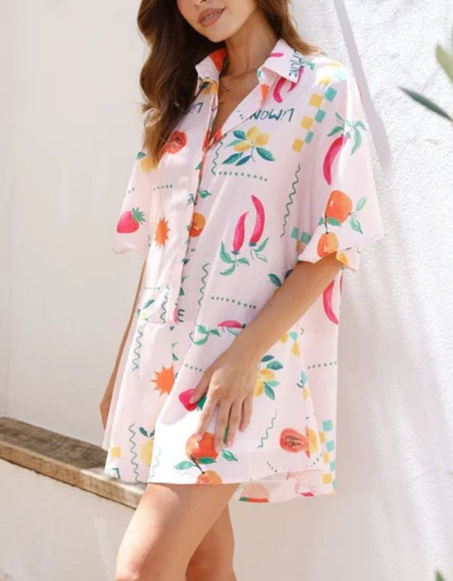 Load image into Gallery viewer, Printed Collared Neck Half Sleeve Romper
