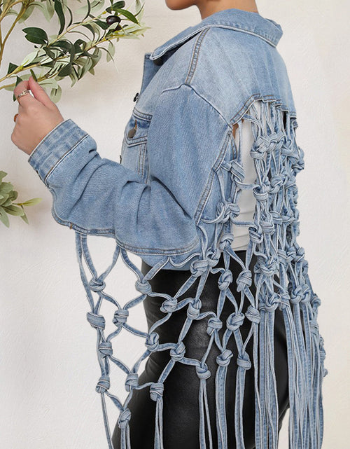 Load image into Gallery viewer, Tie Detail Button Up Denim Jacket with Pockets
