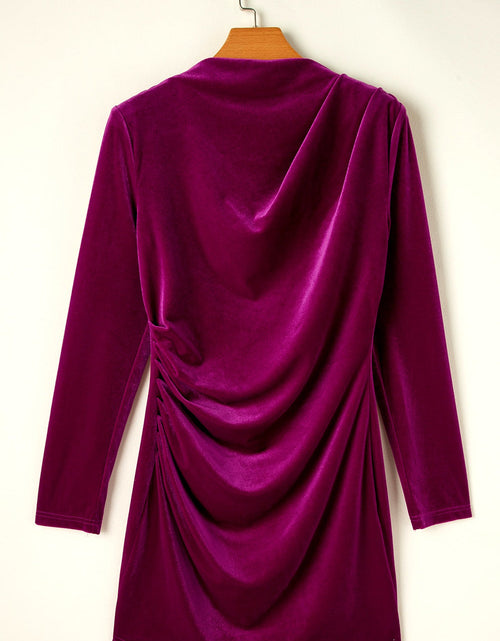 Load image into Gallery viewer, Ruched Mock Neck Long Sleeve Dress
