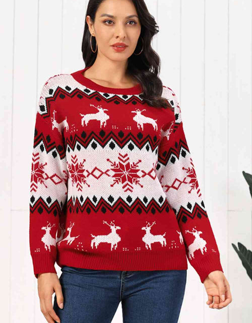 Load image into Gallery viewer, Reindeer Round Neck Sweater
