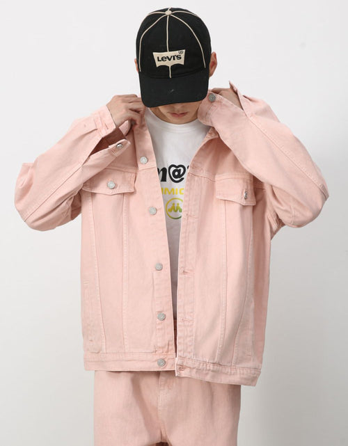 Load image into Gallery viewer, Men's Button Up Dropped Shoulder Denim Jacket

