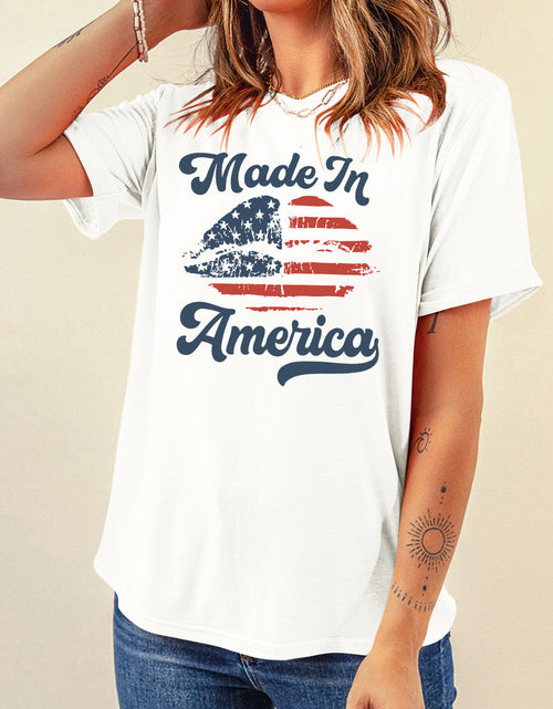 Load image into Gallery viewer, Graphic Round Neck Short Sleeve T-Shirt
