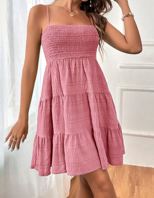 Load image into Gallery viewer, Tiered Smocked Square Neck Cami Dress
