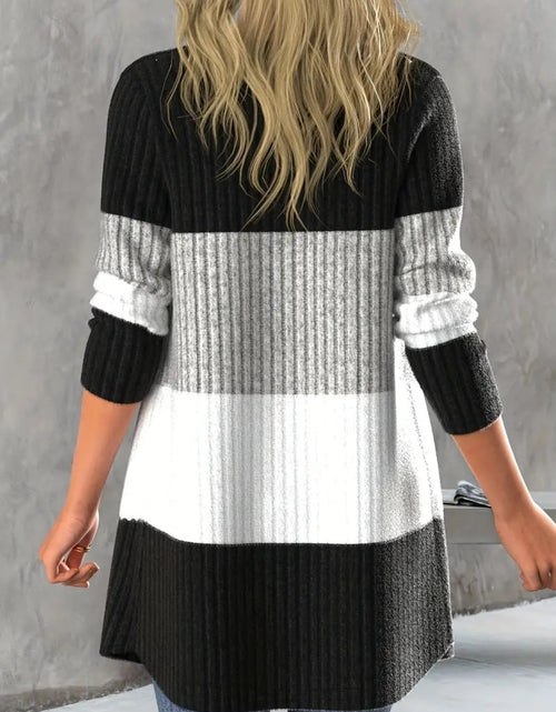 Load image into Gallery viewer, Color Block Open Front Long Sleeve Cardigan
