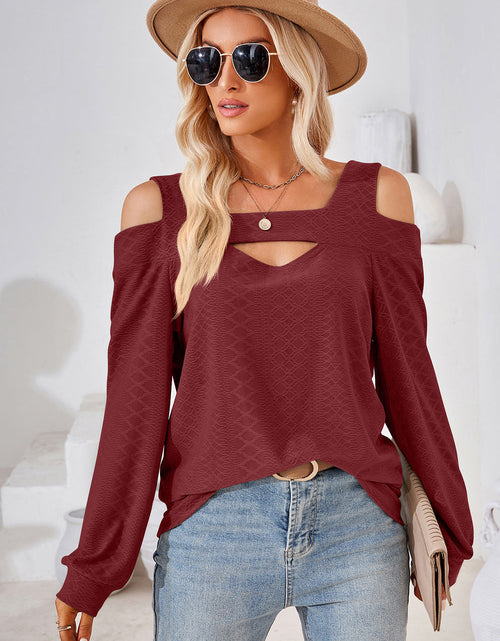 Load image into Gallery viewer, Cutout Square Neck Cold Shoulder T-Shirt
