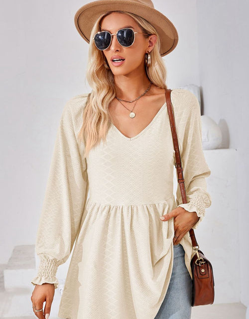 Load image into Gallery viewer, V-Neck Lantern Sleeve Blouse
