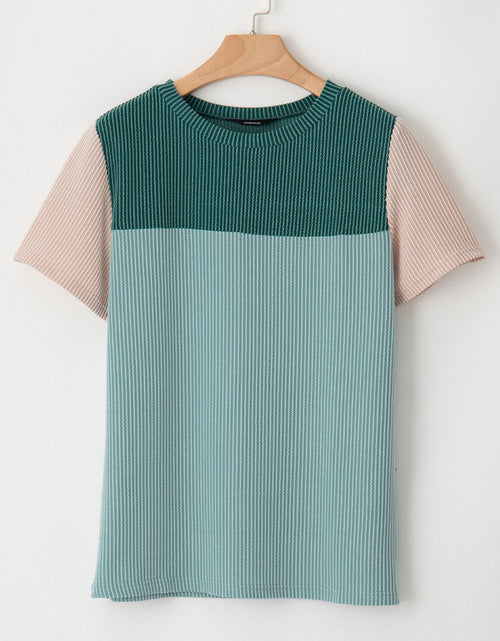 Load image into Gallery viewer, Color Block Round Neck Short Sleeve T-Shirt
