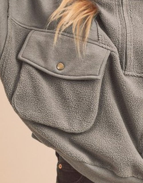 Load image into Gallery viewer, Aemi + Co Exposed Seam Half Zip Sweatshirt with Pockets
