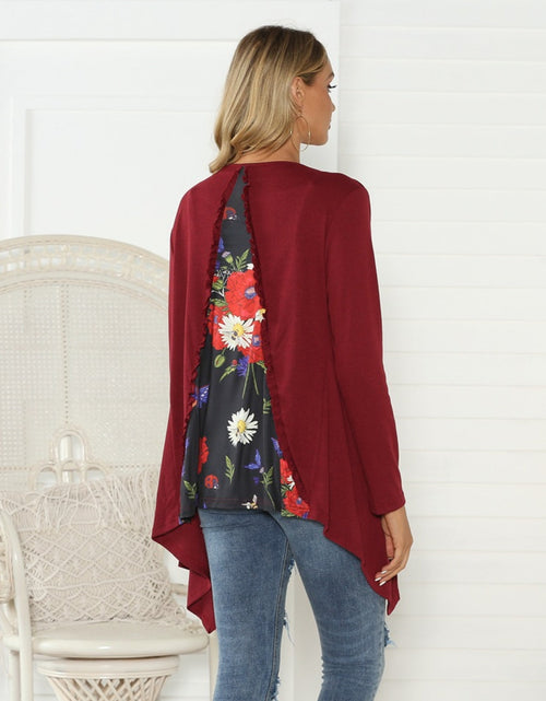 Load image into Gallery viewer, Shiny Floral Open Front Long Sleeve Cardigan
