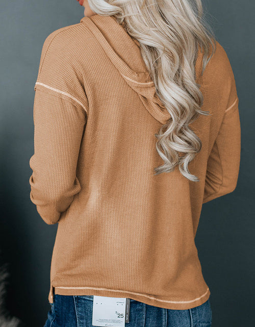 Load image into Gallery viewer, Dropped Shoulder Buttoned Hoodie
