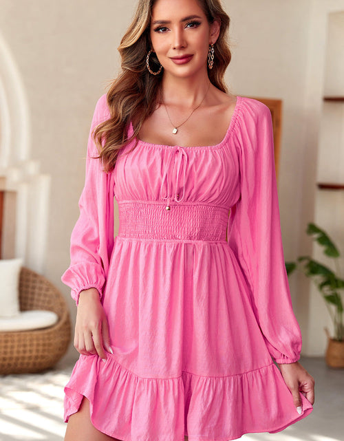 Load image into Gallery viewer, Smocked Balloon Sleeve Off-Shoulder Mini Dress

