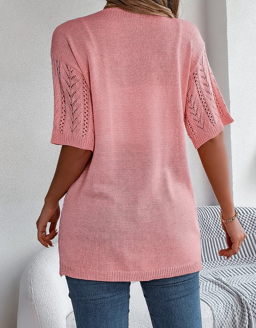 Load image into Gallery viewer, Openwork Open Front Half Sleeve Cardigan
