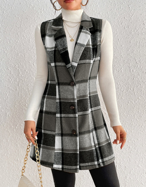 Load image into Gallery viewer, Honey Plaid Button Up Vest Coat
