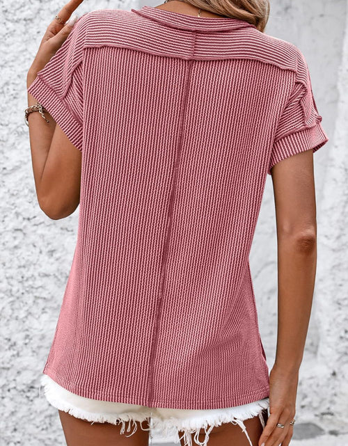 Load image into Gallery viewer, Mandy Striped Round Neck Short Sleeve T-Shirt
