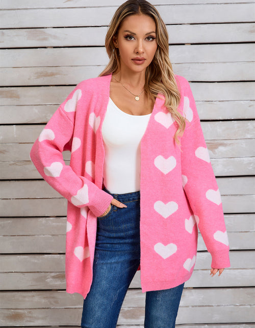 Load image into Gallery viewer, Angel Wings Heart Open Front Long Sleeve Cardigan
