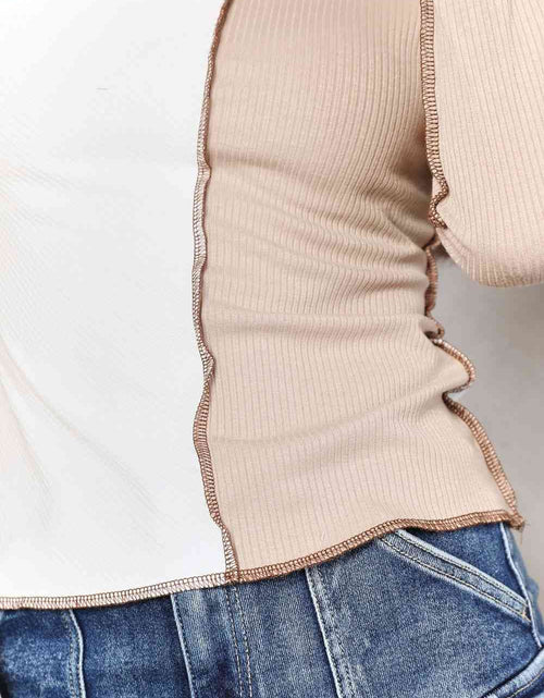 Load image into Gallery viewer, Double Take Color Block Exposed Seam Top
