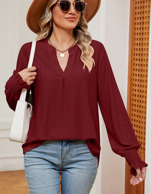 Load image into Gallery viewer, Eyelet Notched Long Sleeve T-Shirt
