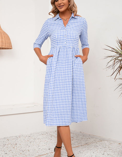 Load image into Gallery viewer, Ivy Lane Plaid Collared Neck Midi Dress
