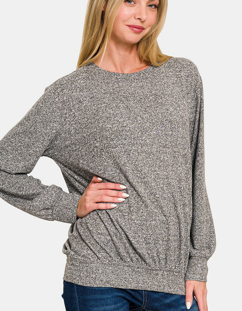 Load image into Gallery viewer, Zenana Full Size Melange Round Neck Top
