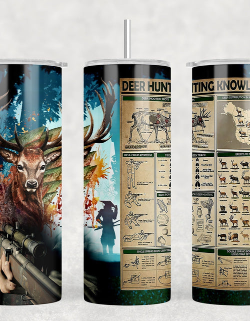 Load image into Gallery viewer, Deer Hunting - 20 oz Steel Skinny Tumbler - Optional Blue Tooth Speaker - Speaker Color will Vary by Rowdy Ridge Co
